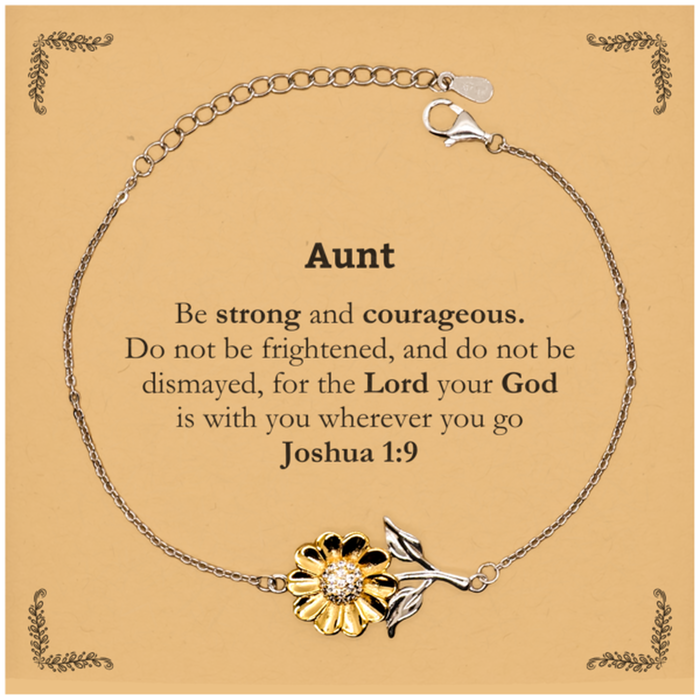 Inspirational Bible Verse Aunt Sunflower Bracelet, Aunt Be strong and courageous. for the Lord your God is with you wherever you go. Joshua 1:9, Chrsitmas Birthday for Aunt