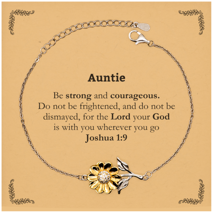 Inspirational Bible Verse Auntie Sunflower Bracelet, Auntie Be strong and courageous. for the Lord your God is with you wherever you go. Joshua 1:9, Chrsitmas Birthday for Auntie