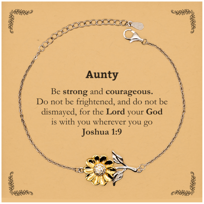 Inspirational Bible Verse Aunty Sunflower Bracelet, Aunty Be strong and courageous. for the Lord your God is with you wherever you go. Joshua 1:9, Chrsitmas Birthday for Aunty