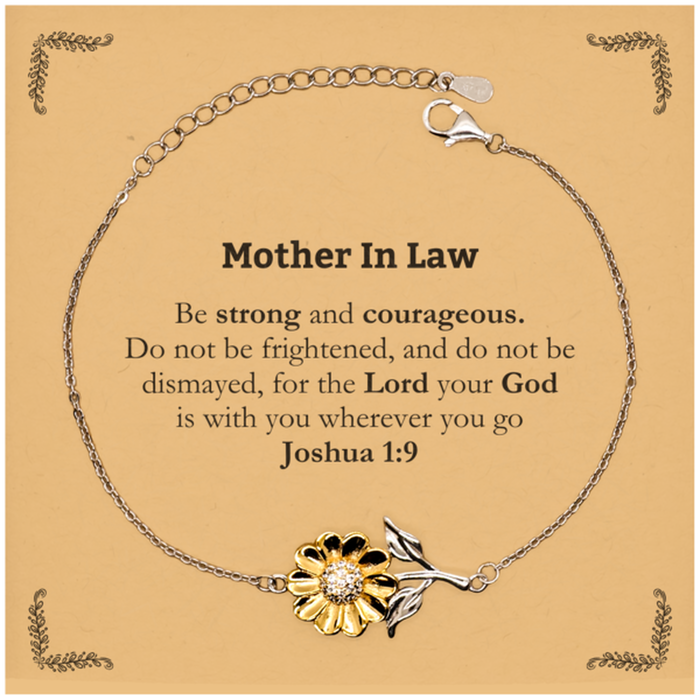 Inspirational Bible Verse Mother In Law Sunflower Bracelet, Mother In Law Be strong and courageous. for the Lord your God is with you wherever you go. Joshua 1:9, Chrsitmas Birthday for Mother In Law