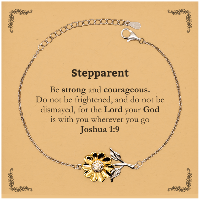 Inspirational Bible Verse Stepparent Sunflower Bracelet, Stepparent Be strong and courageous. for the Lord your God is with you wherever you go. Joshua 1:9, Chrsitmas Birthday for Stepparent