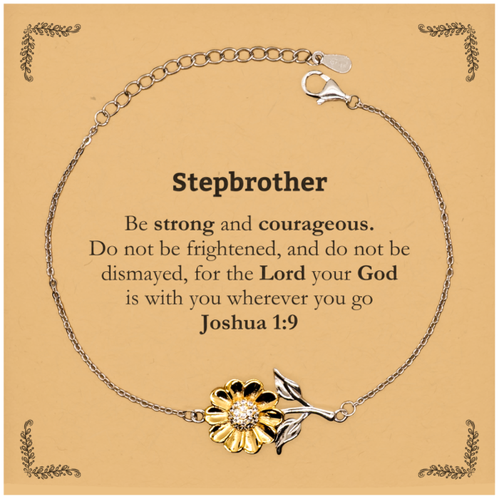 Inspirational Bible Verse Stepbrother Sunflower Bracelet, Stepbrother Be strong and courageous. for the Lord your God is with you wherever you go. Joshua 1:9, Chrsitmas Birthday for Stepbrother