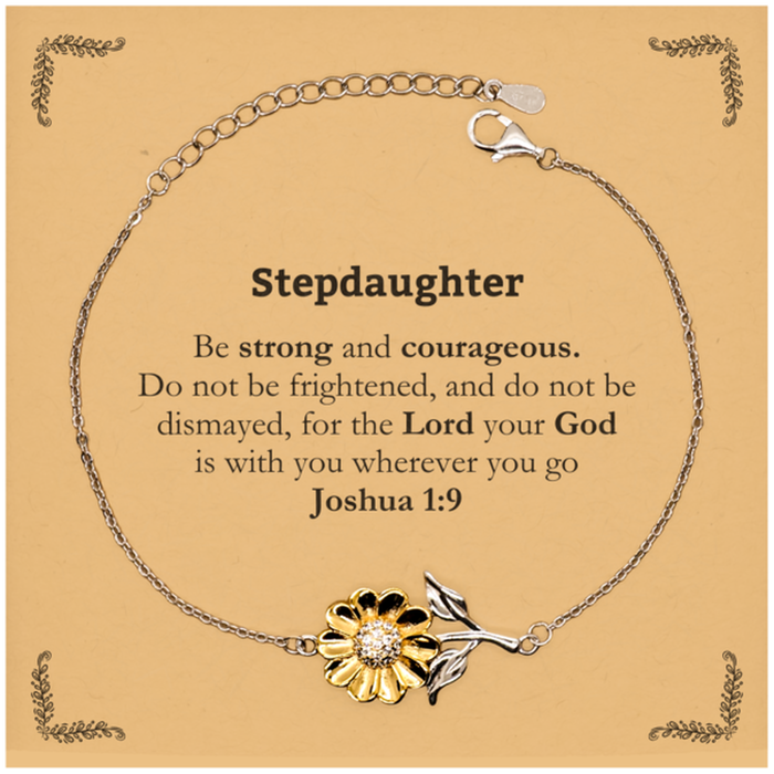 Inspirational Bible Verse Stepdaughter Sunflower Bracelet, Stepdaughter Be strong and courageous. for the Lord your God is with you wherever you go. Joshua 1:9, Chrsitmas Birthday for Stepdaughter