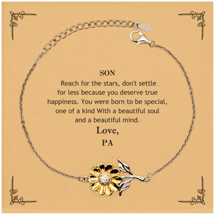 To Son, You were born to be Special Sunflower Bracelet. Gift for Son. Graduation Motivational Gift From Pa. Best Gifts for Birthday