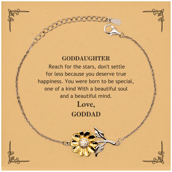 To Goddaughter, You were born to be Special Sunflower Bracelet. Gift for Goddaughter. Graduation Motivational Gift From Goddad. Best Gifts for Birthday