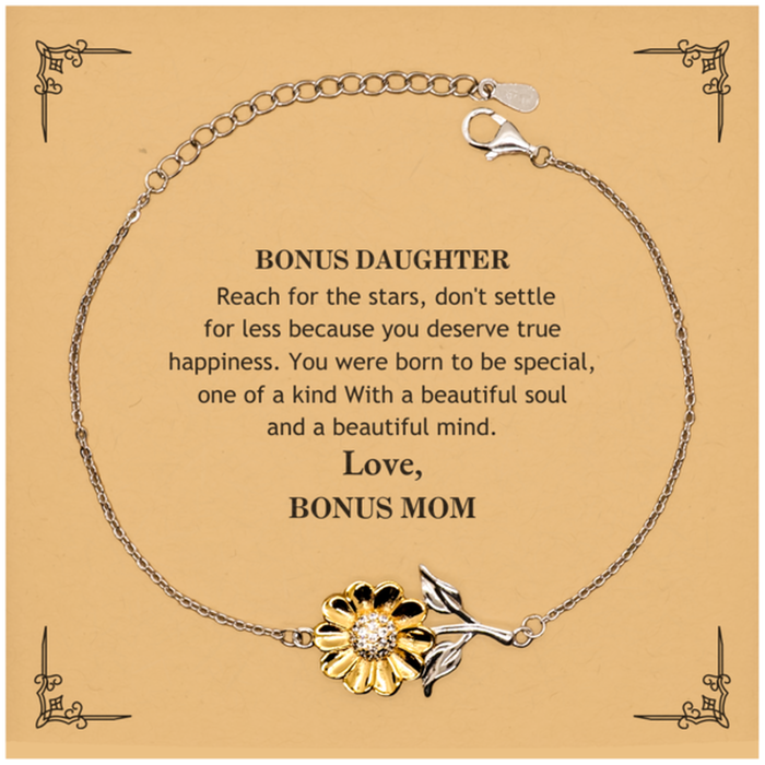 To Bonus Daughter, You were born to be Special Sunflower Bracelet. Gift for Bonus Daughter. Graduation Motivational Gift From Bonus Mom. Best Gifts for Birthday