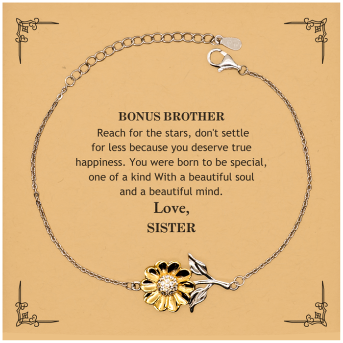 To Bonus Brother, You were born to be Special Sunflower Bracelet. Gift for Bonus Brother. Graduation Motivational Gift From Sister. Best Gifts for Birthday