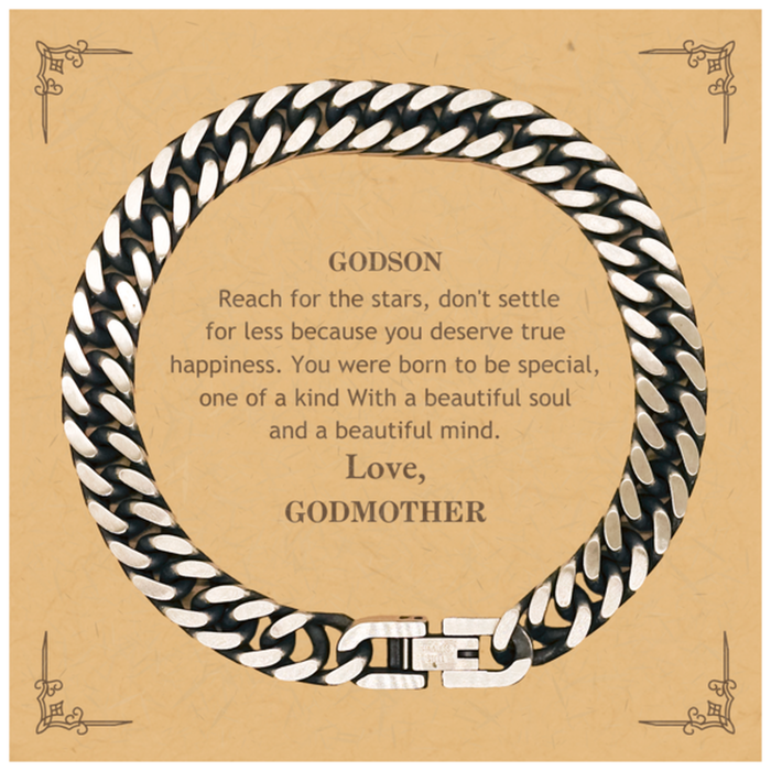 To Godson, You were born to be Special Cuban Link Chain Bracelet. Gift for Godson. Graduation Motivational Gift From Godmother. Best Gifts for Birthday