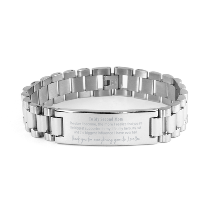 Second Mom Gift. To My Second Mom, You are the Biggest Supporter in my Life. Appreciation Gifts for Birthday. Thank You Message Gift. Ladder Stainless Steel Bracelet for Second Mom