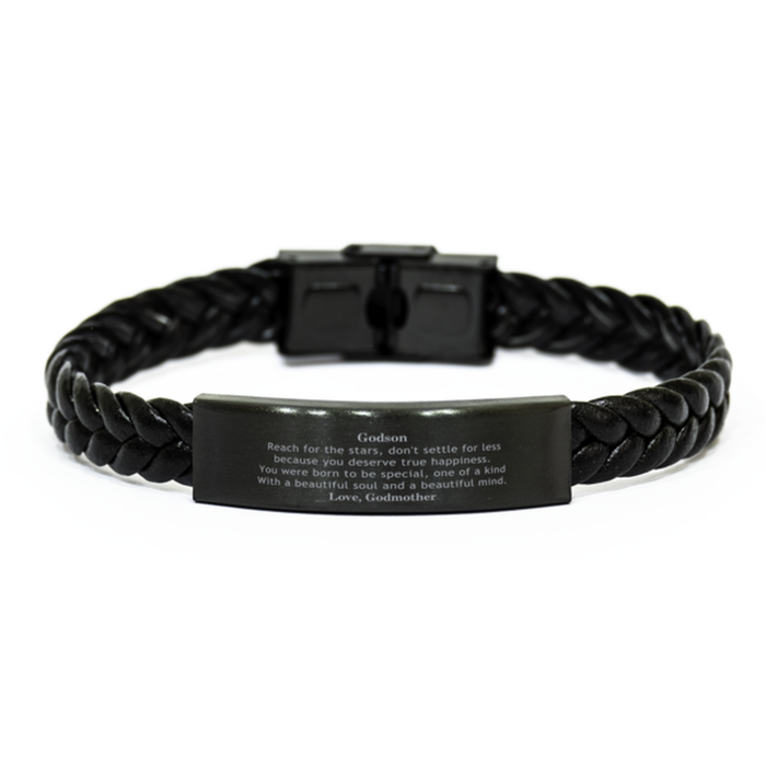 To Godson, You were born to be Special Braided Leather Bracelet. Gift for Godson. Graduation Motivational Gift From Godmother. Best Gifts for Birthday