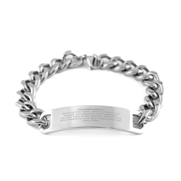 To Granddaughter, You were born to be Special Cuban Chain Stainless Steel Bracelet. Gift for Granddaughter. Graduation Motivational Gift From Nana. Best Gifts for Birthday