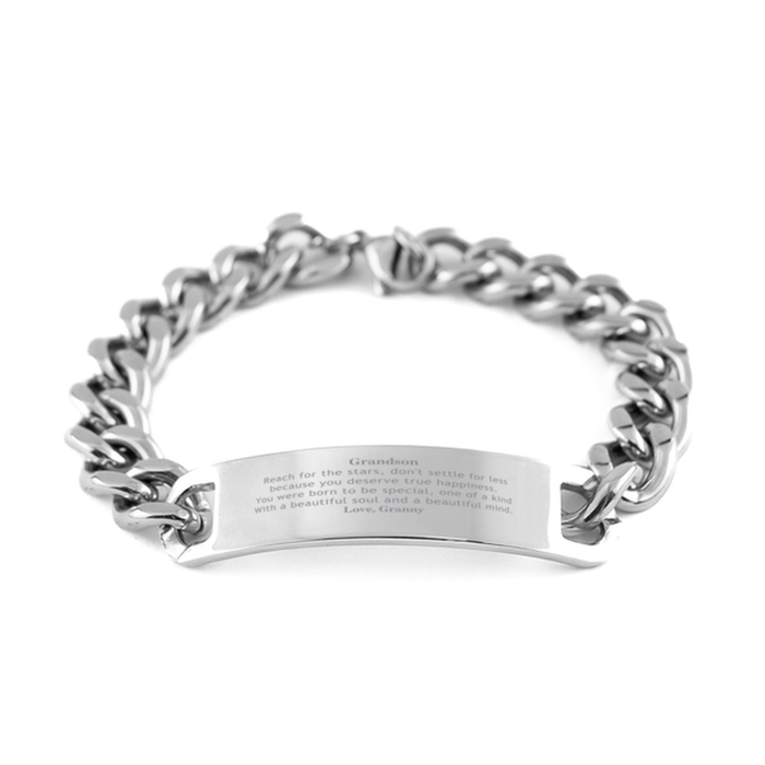 To Grandson, You were born to be Special Cuban Chain Stainless Steel Bracelet. Gift for Grandson. Graduation Motivational Gift From Granny. Best Gifts for Birthday