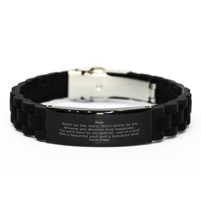 To Son, You were born to be Special Black Glidelock Clasp Bracelet. Gift for Son. Graduation Motivational Gift From Papa. Best Gifts for Birthday