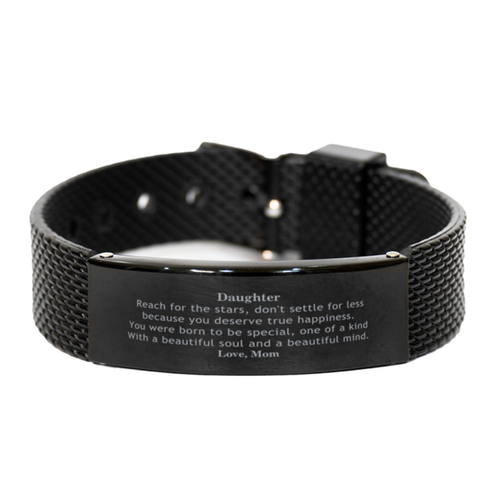 To Daughter, You were born to be Special Black Shark Mesh Bracelet. Gift for Daughter. Graduation Motivational Gift From Mom. Best Gifts for Birthday