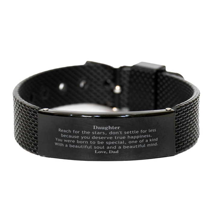 To Daughter, You were born to be Special Black Shark Mesh Bracelet. Gift for Daughter. Graduation Motivational Gift From Dad. Best Gifts for Birthday