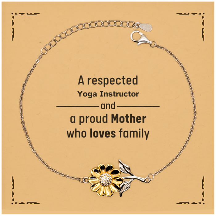 Yoga Instructor Gifts. Unique Mother Day Gift. A Respected Yoga Instructor and a Proud Mother . Sunflower Bracelet for Yoga Instructor Friends, Boss, Coworker