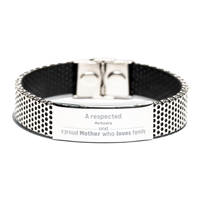 Actuary Gifts. Unique Mother Day Gift. A Respected Actuary and a Proud Mother . Stainless Steel Bracelet for Actuary Friends, Boss, Coworker