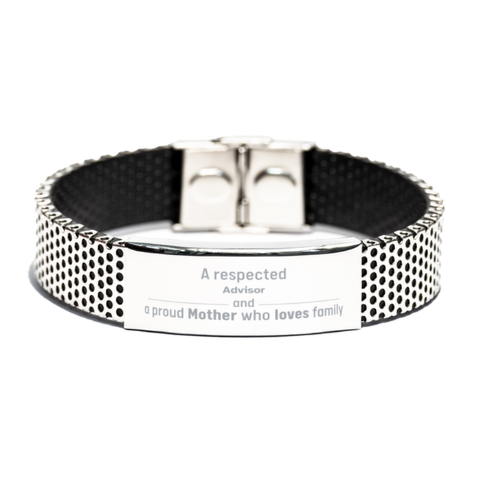 Advisor Gifts. Unique Mother Day Gift. A Respected Advisor and a Proud Mother . Stainless Steel Bracelet for Advisor Friends, Boss, Coworker