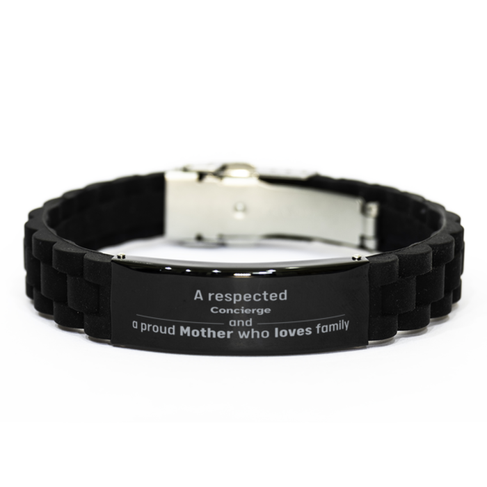 Concierge Gifts. Unique Mother Day Gift. A Respected Concierge and a Proud Mother . Black Glidelock Clasp Bracelet for Concierge Friends, Boss, Coworker