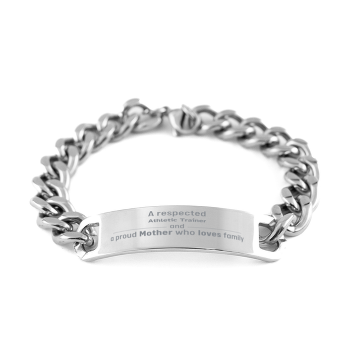 Athletic Trainer Gifts. Unique Mother Day Gift. A Respected Athletic Trainer and a Proud Mother . Cuban Chain Stainless Steel Bracelet for Athletic Trainer Friends, Boss, Coworker