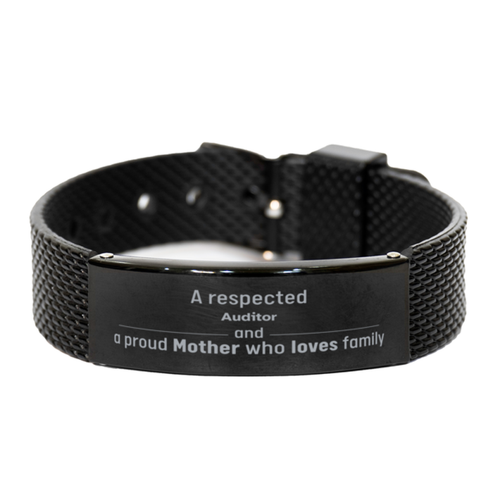 Auditor Gifts. Unique Mother Day Gift. A Respected Auditor and a Proud Mother . Black Shark Mesh Bracelet for Auditor Friends, Boss, Coworker