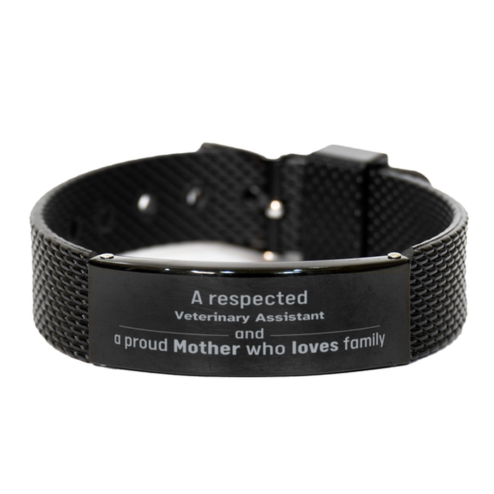 Veterinary Assistant Gifts. Unique Mother Day Gift. A Respected Veterinary Assistant and a Proud Mother . Black Shark Mesh Bracelet for Veterinary Assistant Friends, Boss, Coworker