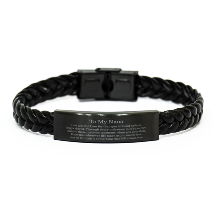 Unique Braided Leather Bracelet Nana Grateful Bond Cherished Moments Love