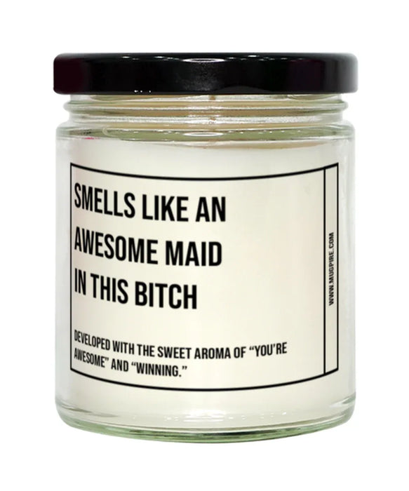 Funny Maid Graduation,Maid Birthday,Maid Father's Day,Maid Appreciation,Maid Unique Maid Gift,Maid Graduation, Awesome, Amazing, Hilarious Candle, Smells Like an Awesome Maid Graduation,Maid Birthday,Maid Father's Day,Maid Appreciation,Maid Unique Maid Gi