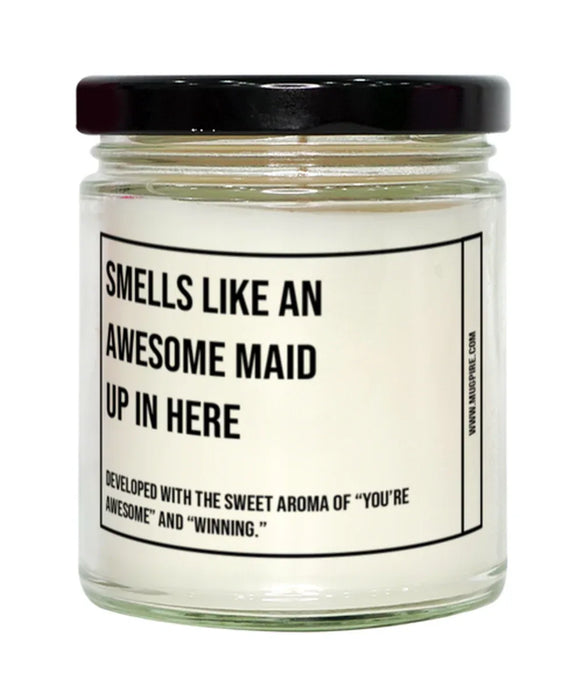 Funny Maid Graduation,Maid Birthday,Maid Father's Day,Maid Appreciation,Maid Unique Maid Gift,Maid Graduation, Awesome, Amazing, Hilarious Candle, Smells Like an Awesome Maid Graduation,Maid Birthday,Maid Father's Day,Maid Appreciation,Maid Unique Maid Gi
