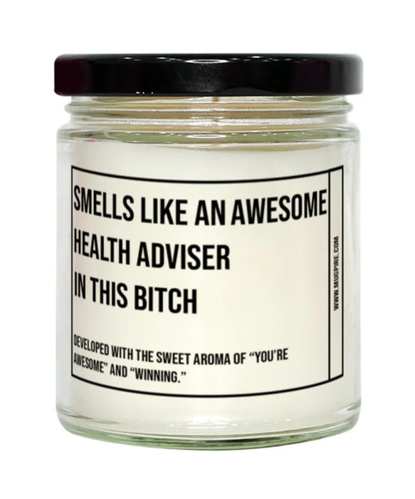 Funny Health Adviser Candle, Smells Like an Awesome Health Adviser, Gift for Health Adviser, Candle for Health Adviser, Adult Health Adviser Humor, Gag Gift Health Adviser, Health Adviser Christmas, Birthday