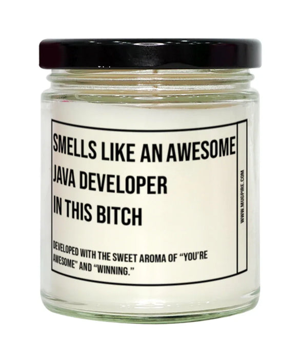 Funny Java Developer Candle, Smells Like an Awesome Java Developer, Gift for Java Developer, Candle for Java Developer, Adult Java Developer Humor, Gag Gift Java Developer, Java Developer Christmas, Birthday