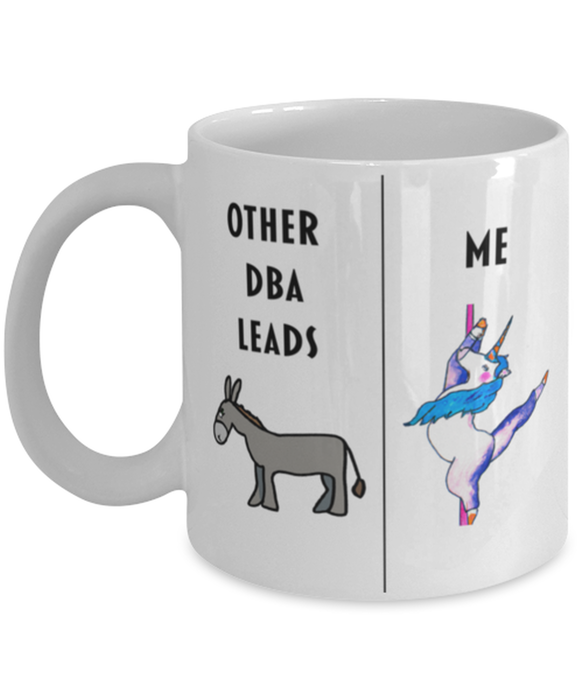 Funny DBA Lead Coffee Mug, Gift for DBA Lead, Gag Gift for DBA Lead, Unique Gift for DBA Lead, Cheap DBA Lead Gift, Donkey Unicorn Mug