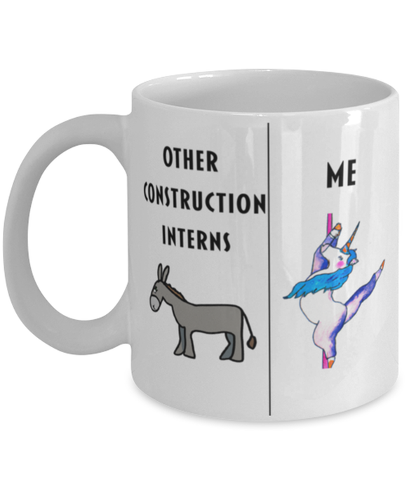 Funny Construction Intern Coffee Mug, Gift for Construction Intern, Gag Gift for Construction Intern, Unique Gift for Construction Intern, Cheap Construction Intern Gift, Donkey Unicorn Mug