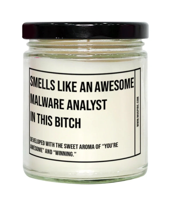 Funny Malware Analyst Candle, Smells Like an Awesome Malware Analyst, Gift for Malware Analyst, Candle for Malware Analyst, Adult Malware Analyst Humor, Gag Gift Malware Analyst, Malware Analyst Christmas, Birthday