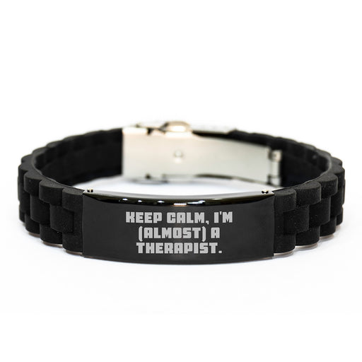 Funny Inspirational Gifts from Friends for Therapist Keep Calm I'm almost a Therapist Glide lock Clasp Bracelet - Image 1