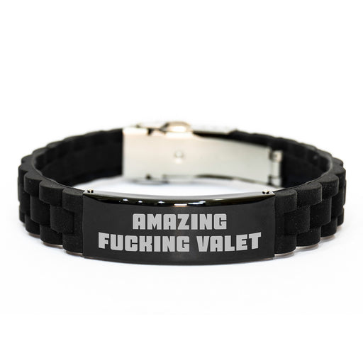 Funny Valet Gifts, Glide lock Clasp Bracelet for Men, Unique Graduation Unique Gifts from Friends to Valet, Amazing F--king Valet Quote - Image 1