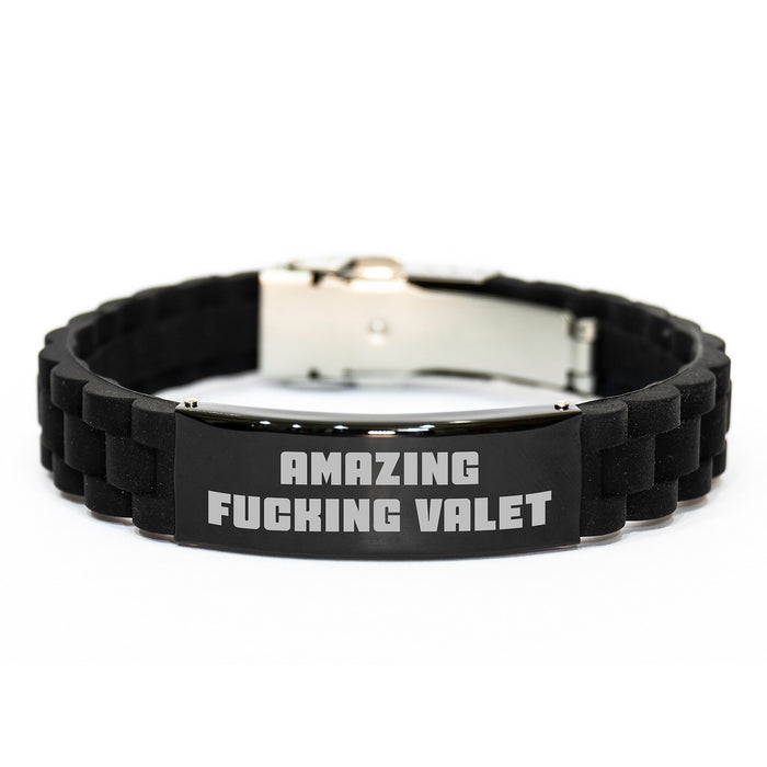 Funny Valet Gifts, Glide lock Clasp Bracelet for Men, Unique Graduation Unique Gifts from Friends to Valet, Amazing F--king Valet Quote - Image 1