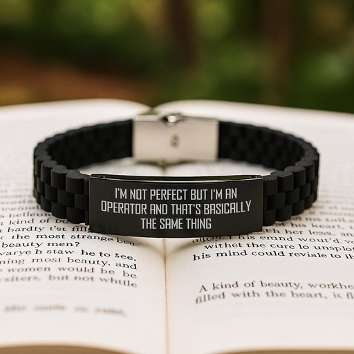 Funny Operator Gifts from Men, Christmas Unique Gifts for Operator, Glide lock Clasp Bracelet with 'I'm Not Perfect But I'm An Operator' Quote - Image 2