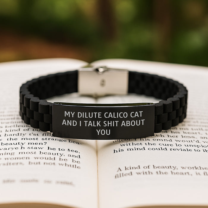 Funny Dilute Calico Cat Gifts from Friends - Glide lock Clasp Birthday Charm, Quote: 'My Dilute Calico Cat And I Talk Shit About You' - Gifts for Women, Men, Family - Image 2