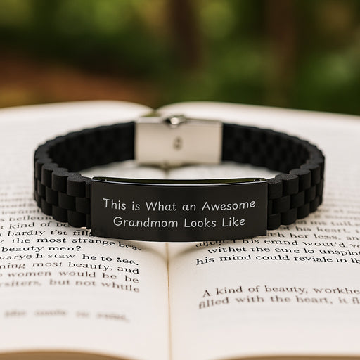 Funny Grandmom Gifts from Men to Women for Birthday - This Is What An Awesome Grandmom Looks Like Glide lock Clasp Bracelet - Image 2