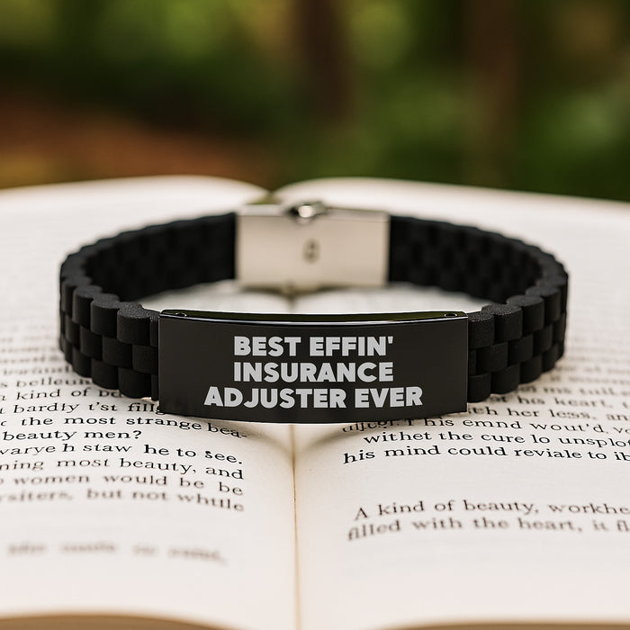 Funny Insurance Adjuster Gifts for Men, Best Effin' Insurance Adjuster Ever Glide lock Clasp Bracelet for Husband Dad on Father's Day - Image 2