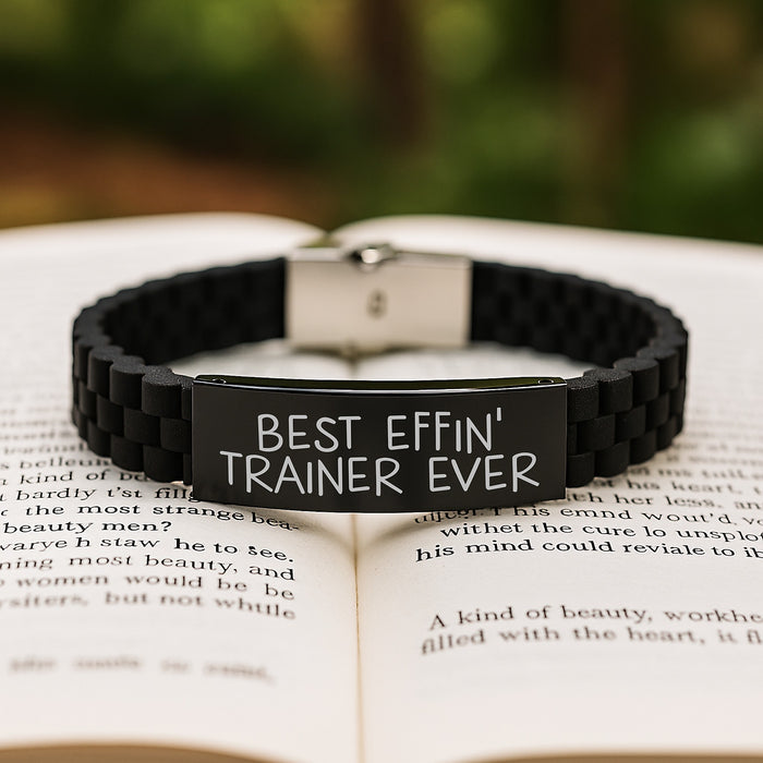 Funny Trainer Gifts for Men from Friends, Glide lock Clasp Bracelet with Best Effin' Trainer Ever Quote, Graduation Unique Gifts - Image 2