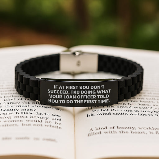 Funny Loan Officer Gifts for Men from Friends - Graduation Unique Gifts with Glide lock Clasp Bracelet, 'If At First You Don't Succeed' Quote - Image 2