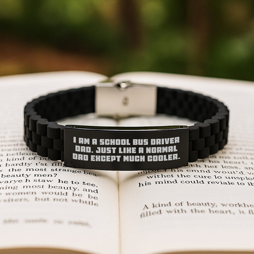 Funny School Bus Driver Gifts for Him - I Am A School Bus Driver Dad Graduation Unique Gifts, Glide lock Clasp Bracelet for Men, School Bus Driver Dad Gifts from Friends and Family - Image 2