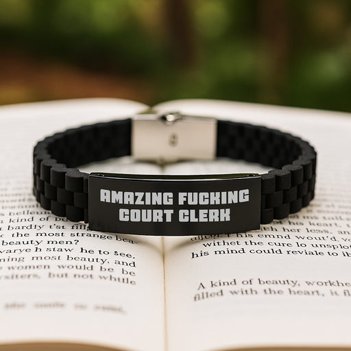 Funny Court Clerk Gifts, Court Clerk Graduation Unique Gifts from Friends, Glide lock Clasp Bracelet for Court Clerk, Amazing 'F--king Court Clerk' Quote - Image 2
