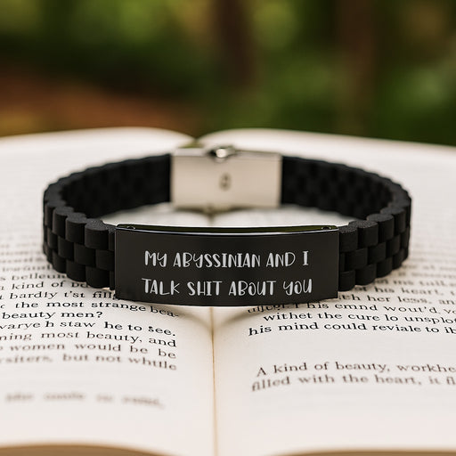 Abyssinian Cat Lovers Gift Funny Quote Glide lock Clasp Black Stainless Steel Adjustable Graduation Unique Gifts from Family to Friends - Image 2