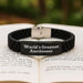 World's Greatest Auctioneer Funny Quote Birthday Unique Gifts for Auctioneer Men, Inspirational Glide lock Clasp Bracelet from Friends, Silver Black Stainless Steel Silicone Adjustable - Image 2