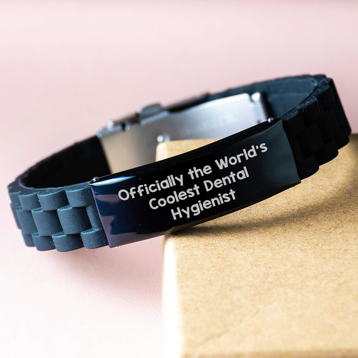 Funny Dental Hygienist Gifts, Officially The World's Coolest Dental Hygienist Glide lock Clasp Bracelet for Dental Hygienist Men on Father's Day Unique Gifts - Image 3