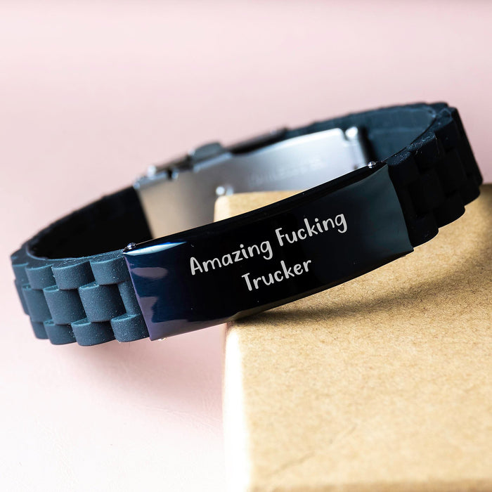 Funny Trucker Gift Ideas, Amazing F--king Trucker Glide lock Clasp Bracelet for Men, Graduation Unique Gifts from Friends or Family - Image 3