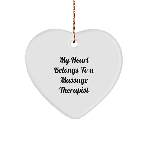 Funny 'My Heart Belongs To A Massage Therapist' Heart Ornament Gifts for Massage Therapist from Friends at Christmas - Image 1